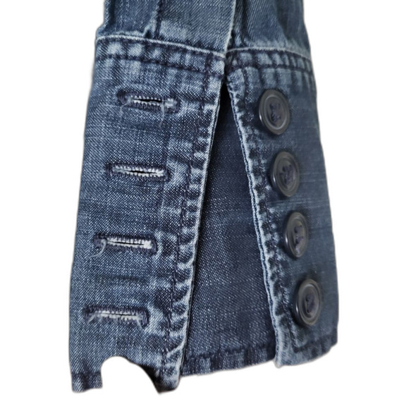 Vintage Lucky Brand Dark Blue Denim Jacket with Belt - XL - Picture 2 of 4